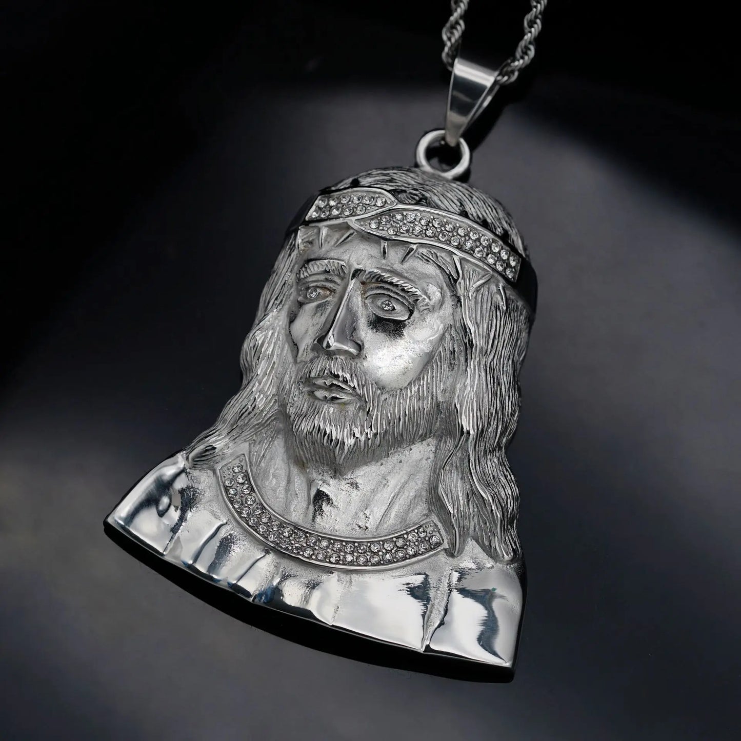 New Hip Hop Iced Out Big Christian Pendant Stainless Necklaces for  Men