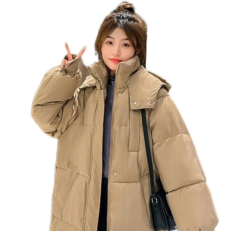 2023 Women’s White Duck Down Hooded Puffer Jacket – Windproof, Warm Autumn; Winter Coat