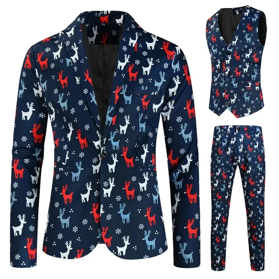 Men's Christmas Day 3-Piece Suit – Blazer, Vest &amp; Pants