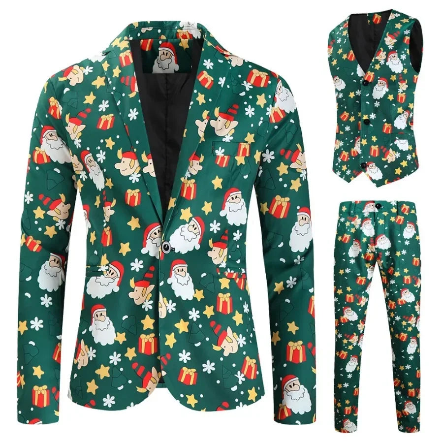 Men's Christmas Day 3-Piece Suit – Blazer, Vest &amp; Pants