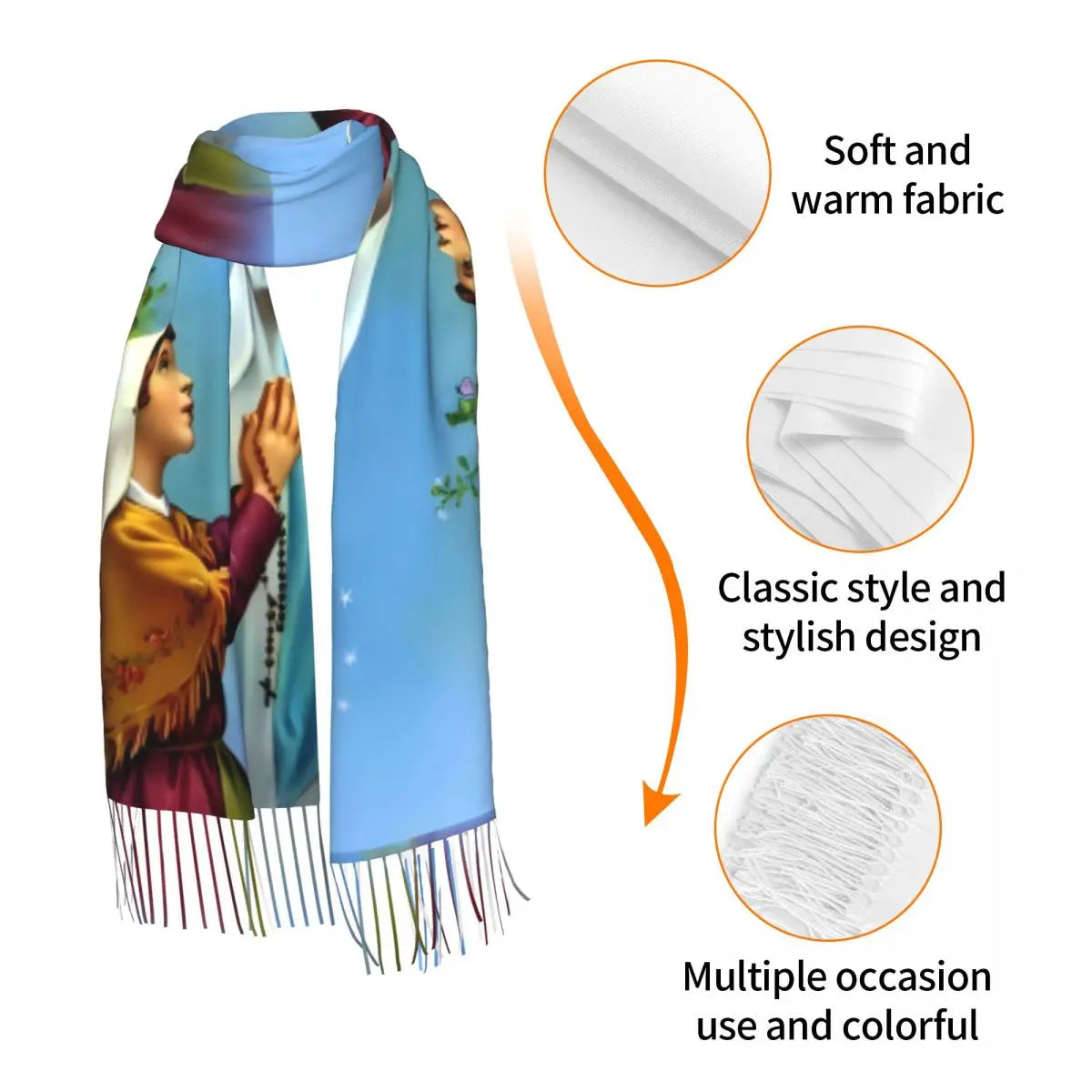 Virgin Mary Jesus Scarf Winter Long Soft Wrap Pashmina