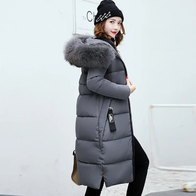 Winter Jacket Women's Fur Collar Long Parka Warm Puffer Jacket Oversized coat for women