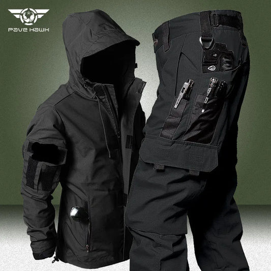 Men’s Military Tactical Bomber Set – Waterproof Jacket & Wear-Resistant Cargo Pants (2-Piece Combat Suit)