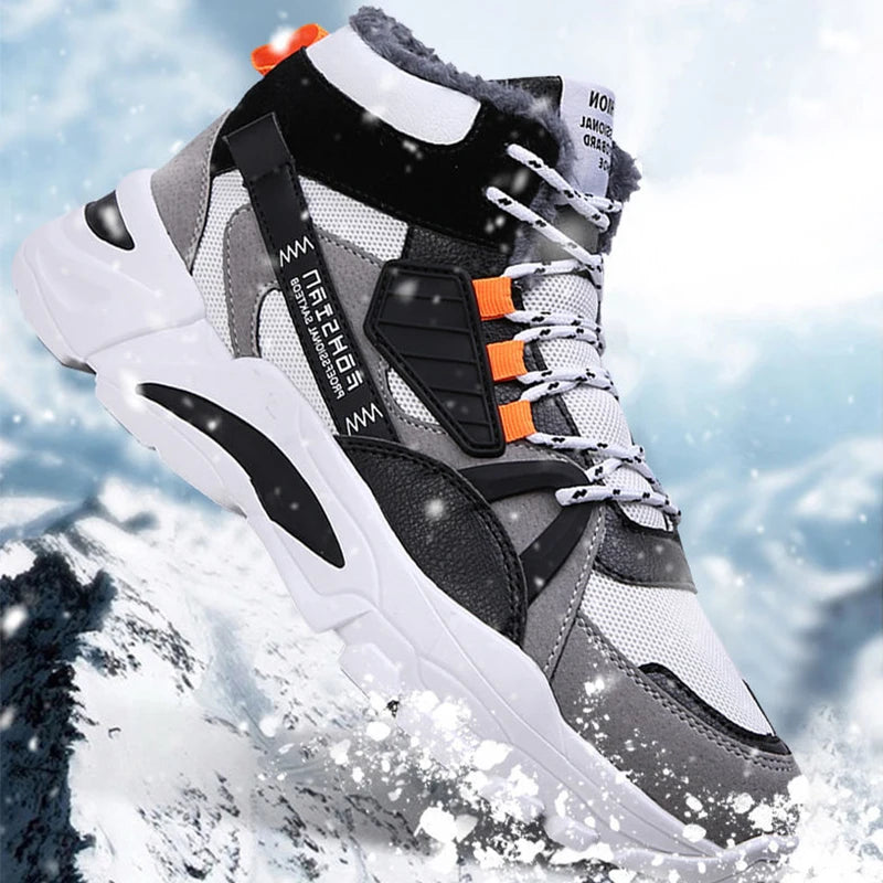 Plush Warm High Top Lace-up Snow Boots Men's Fashion Sneakers