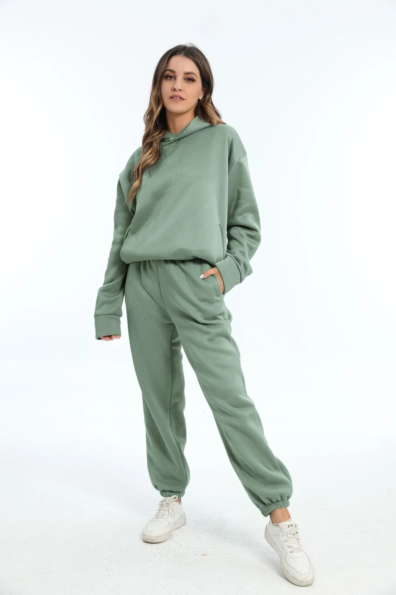 Spring Two Piece Sets Women Tracksuit Oversized  Pantsuits Sweatshirt Solid Sport Hoodie Sportswear