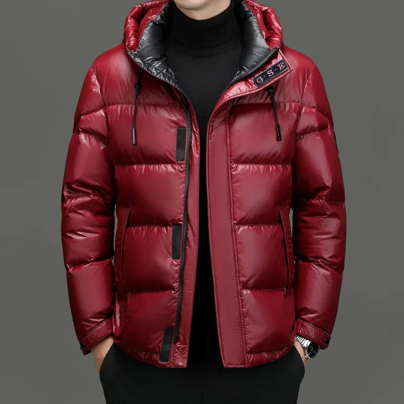 High Quality Winter New Men's Hooded Bread White Duck Down Jacket Casual Solid Puffer Coat