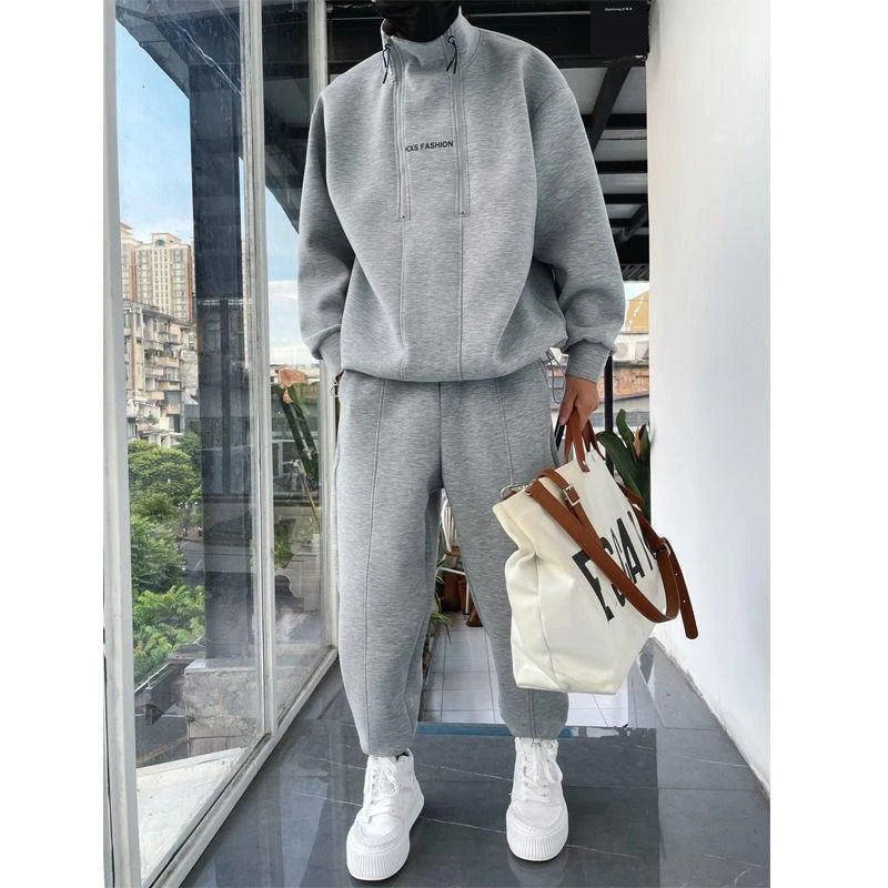 Autumn/ Winter Tracksuit Men 2 Piece Set Hip Hop Men Sports Wear Solid Color Fashion Sweatsuit