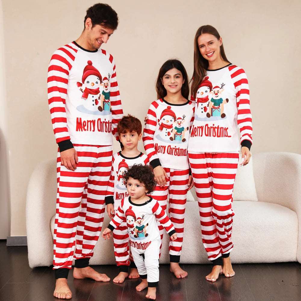 2023 Christmas Gift Deer Family Pajamas Flannel Hooded Jumpsuit Mother, Father, Kids, Baby Matching Outfit