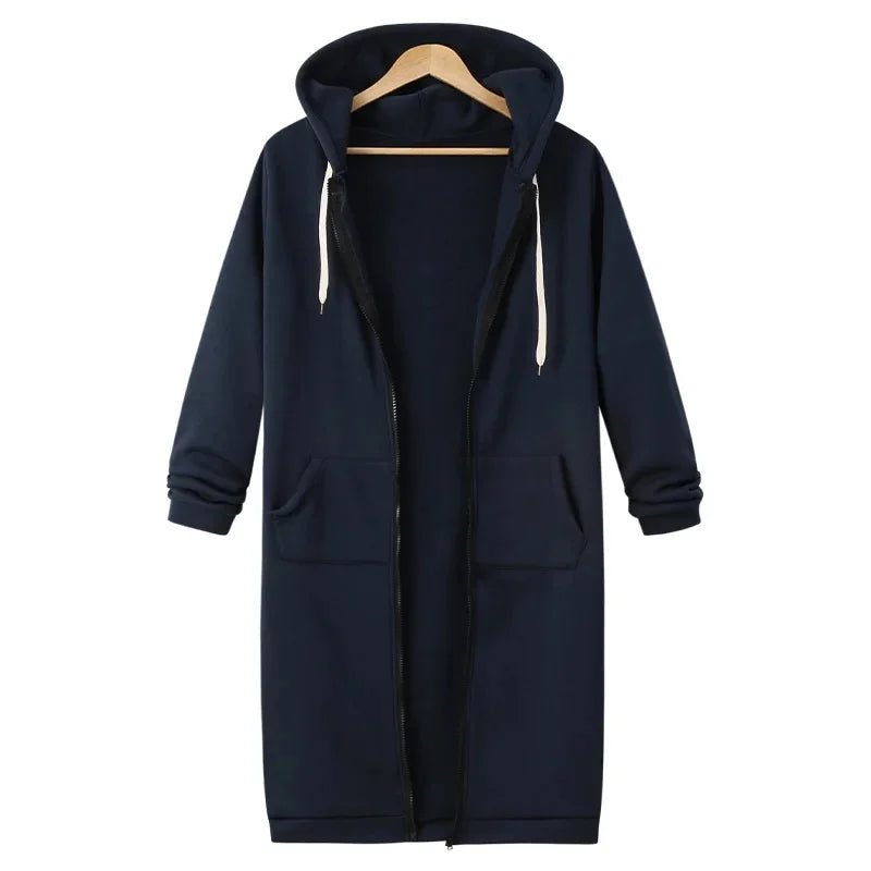 Women's Casual Hooded Dress Coat Solid Drawstring Loose Sweatshirts