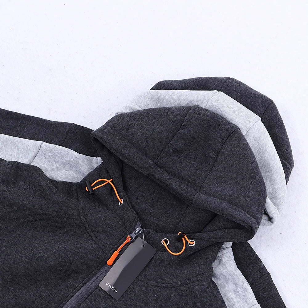 Men's Oversized Hip Hop Casual Wear Pocket Zipper Autumn Warm Sweatshirt Pocket Zip Up Hoodie