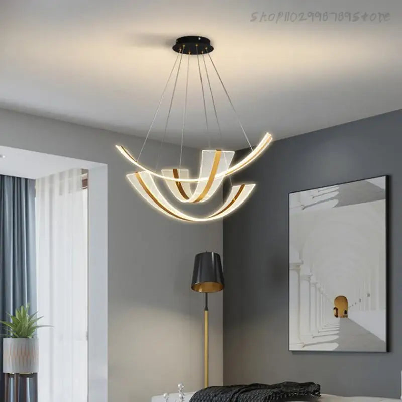 Large Chandelier With Spotlight Black Ring Modern Pendant Light for all rooms decor