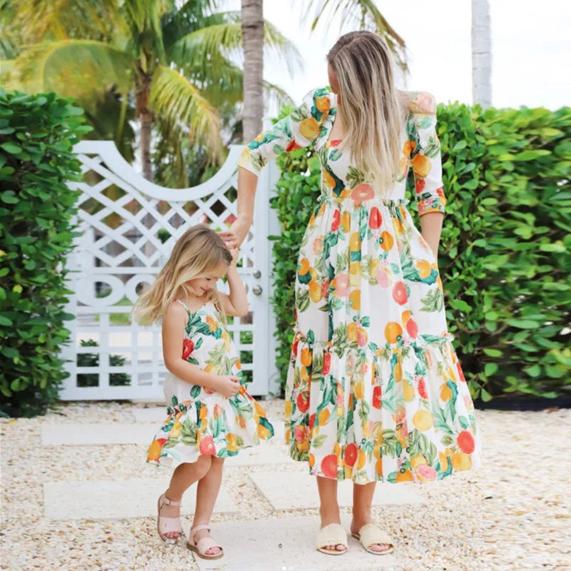 Spring/Summer Mother-daughter Print Flower Dress