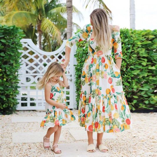 Spring/Summer Mother-daughter Print Flower Dress