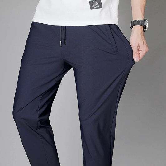 Summer Men's Casual Pants Thin Business Stretch Slim Fit Elastic Waist  Korean Classic Jogger