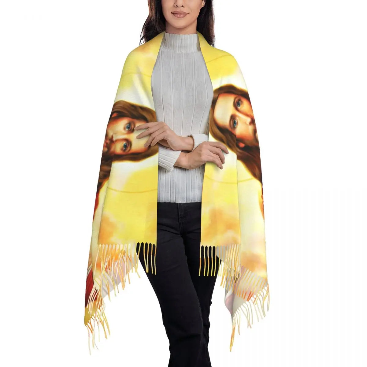 Long Warm Heart Of Jesus Scarves for Women