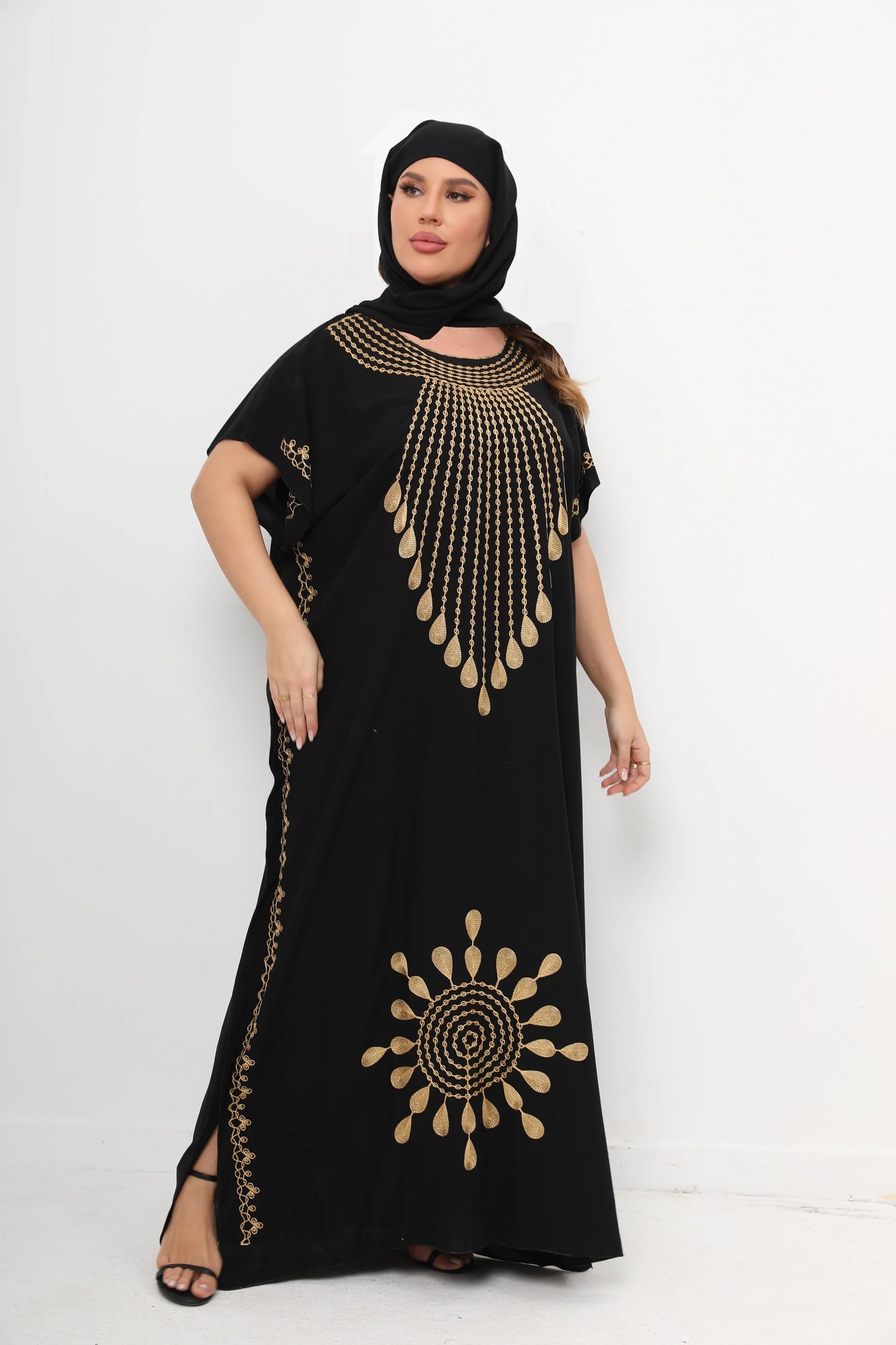 Muslim Abayas For Women Dashiki 100% Cotton Short Sleeve Maxi Loose  Elegant Dresses