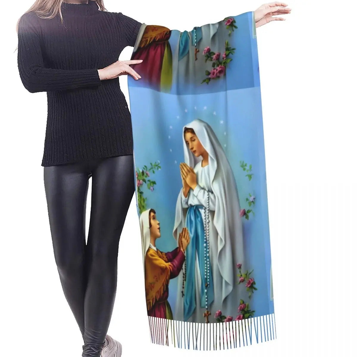 Virgin Mary Jesus Scarf Winter Long Soft Wrap Pashmina