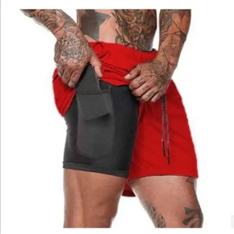 Men's Sport Shorts cool Sportswear Double-deck  2 in 1 Casual Fitness Shorts