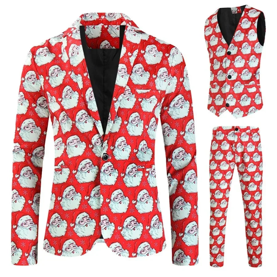 Men's Christmas Day 3-Piece Suit – Blazer, Vest &amp; Pants