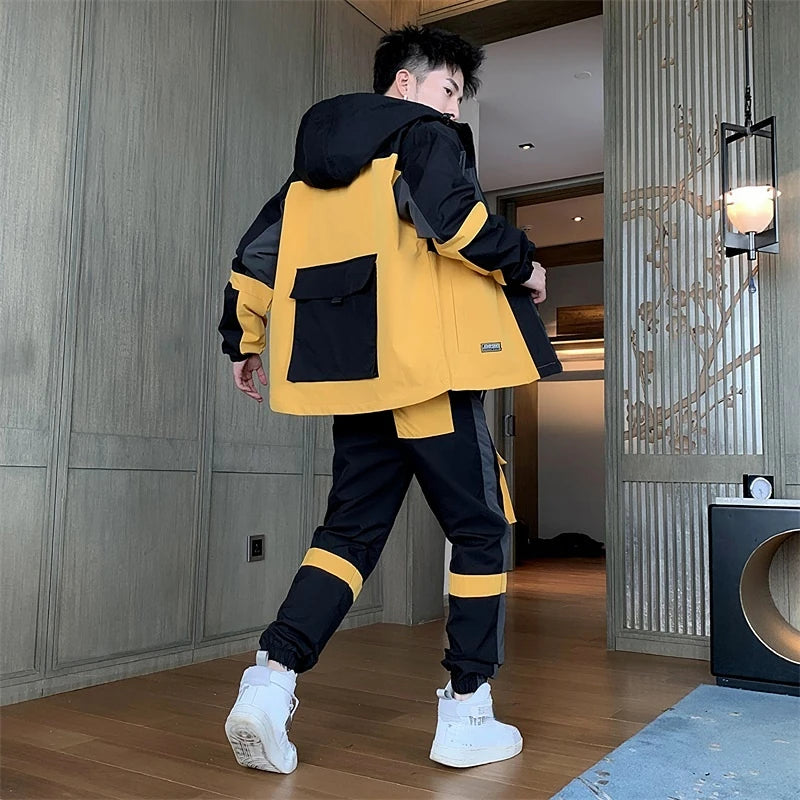 Men's Street Sportswear Two-piece Fashion Versatile Coat Hooded Jacket Hip-ho Pants