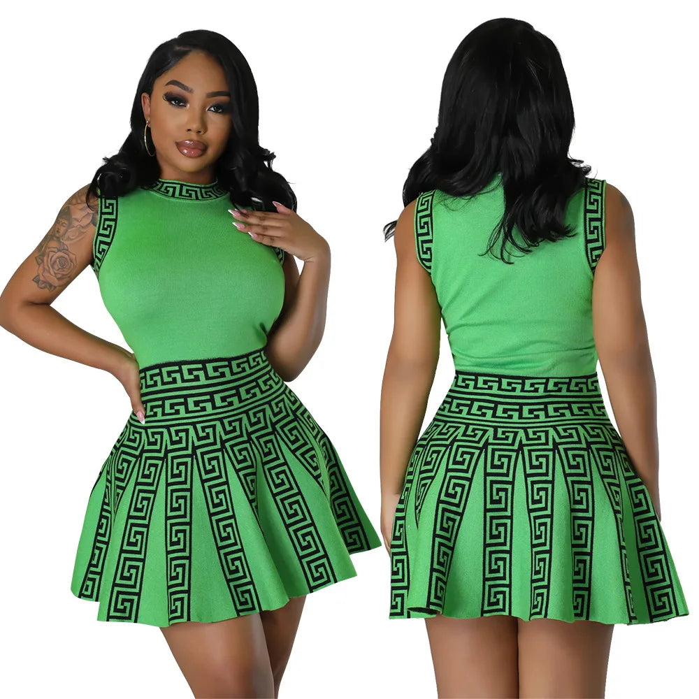 Ladies Trend Mini Dress Sleeveless Pleated Skirt  New in African dresses Women's Clothing