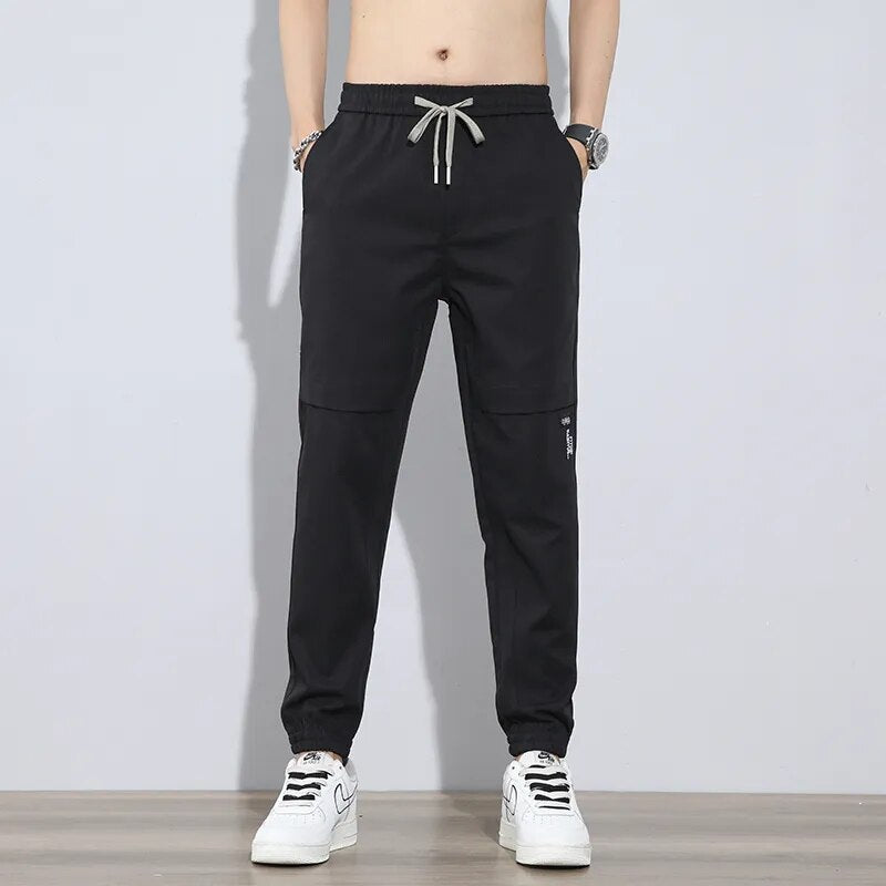 Spring Summer Men's  Casual Pants Business Stretch Slim Fit Elastic Waist Jogger Korean Classic Trousers