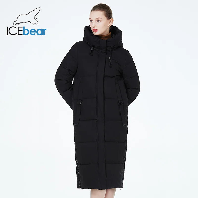 Women’s Maxi Long Winter Coat - ICEbear, Slim Fit, Warm Hooded Parka