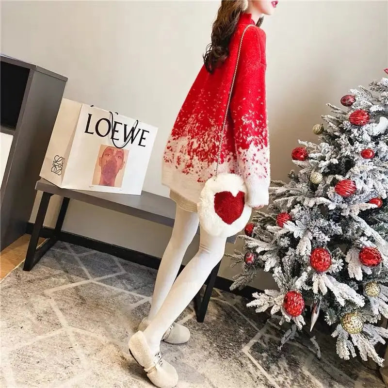 Women's Christmas-Themed Long Sweater – Winter Collection