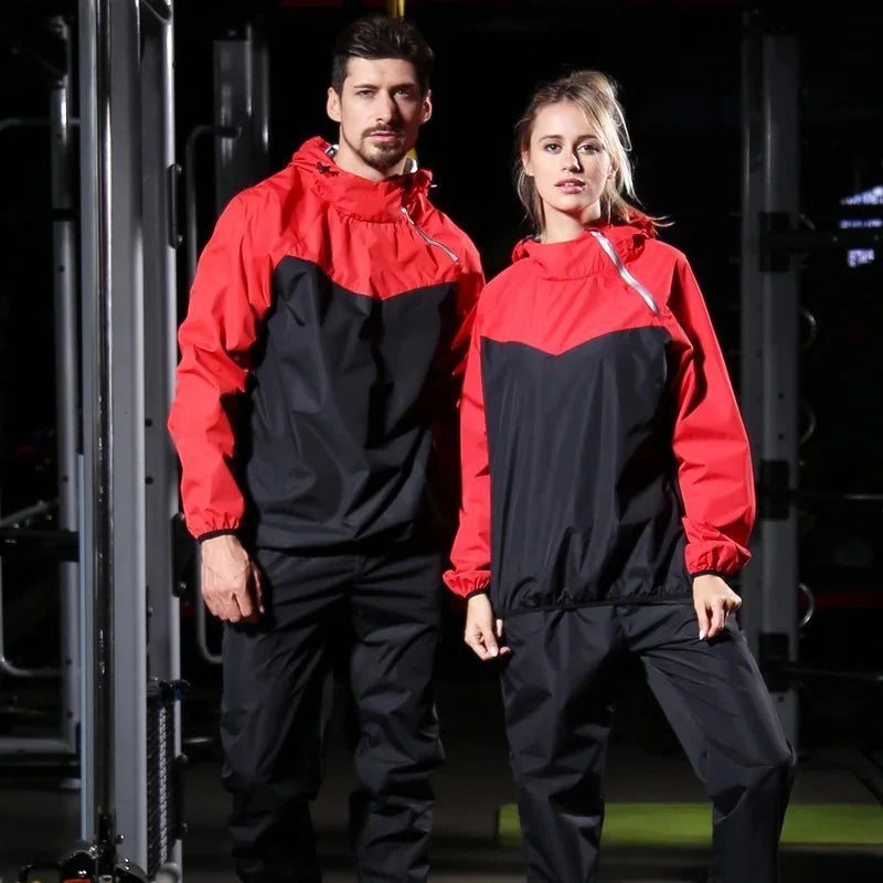 Summer Korean Sauna Suit Men Women's Gym Running Set Hoodies Sportswear