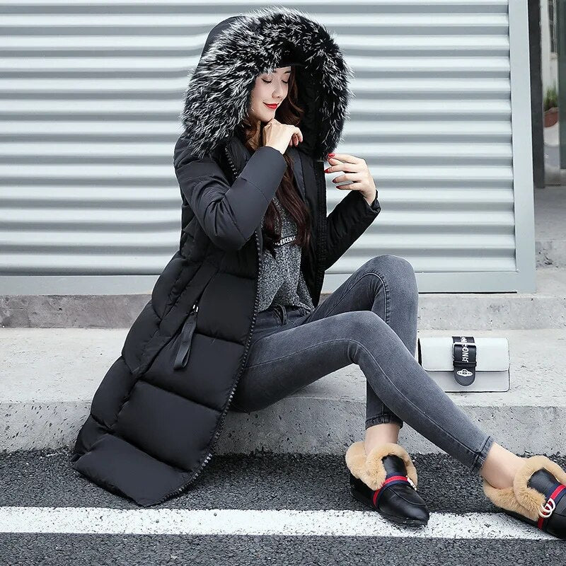 Winter Jacket Women's Fur Collar Long Parka Warm Puffer Jacket Oversized coat for women