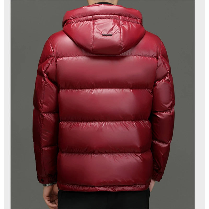 High Quality Winter New Men's Hooded Bread White Duck Down Jacket Casual Solid Puffer Coat