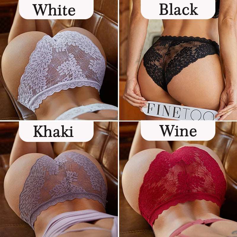 3 Pieces Women's Back Lace Panties Patchwork Cotton Lingerie Comfortable Underwear