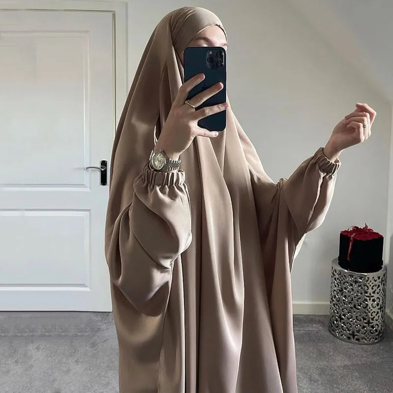 Jilbab One Piece Abaya Muslim Women Prayer Garment Hijab Dress for Eid Ramadan