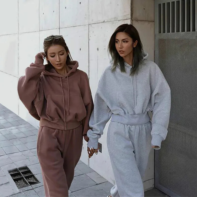 Hoodies Sweatshirts Suit Warm Casual Loose Long Sleeve Pullovers Sport Winter Pants Top  for Women