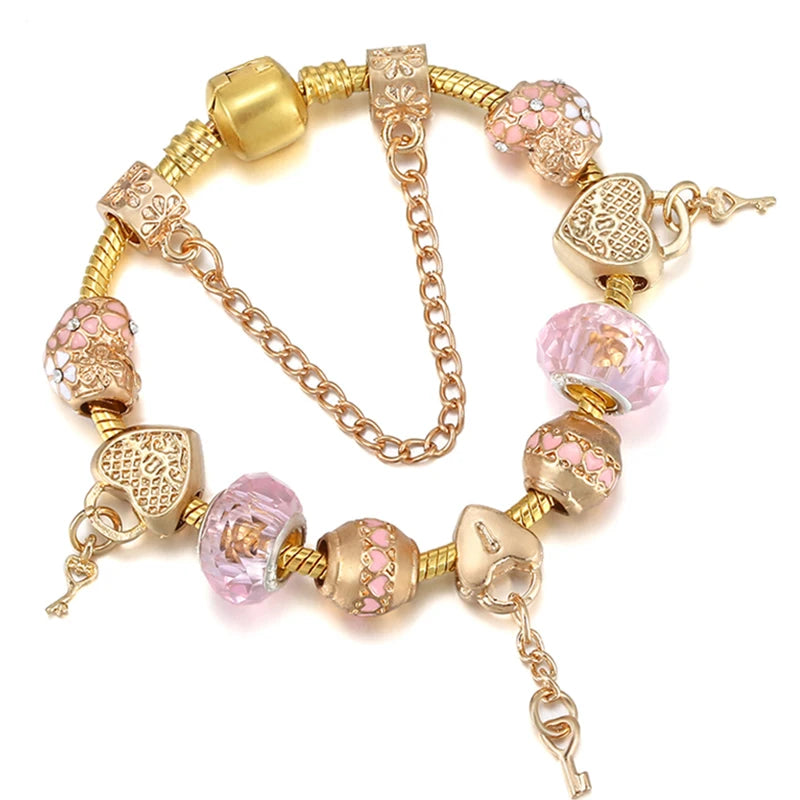 Luxury Crystal Bees Gold Color  Fine Charm Bracelet  for Girls and Women