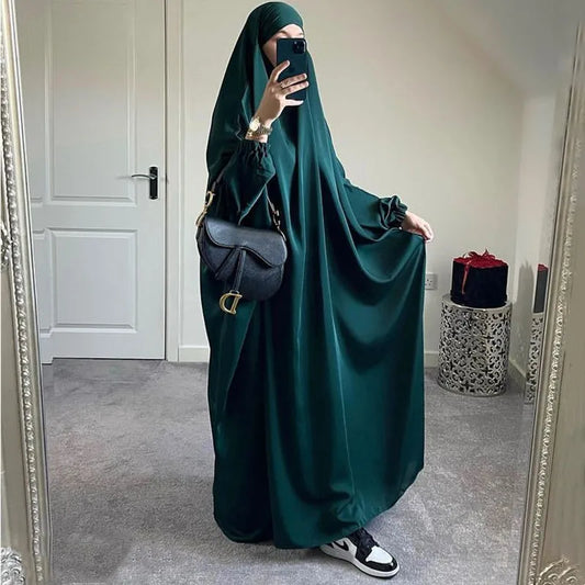 Jilbab One Piece Abaya Muslim Women Prayer Garment Hijab Dress for Eid Ramadan