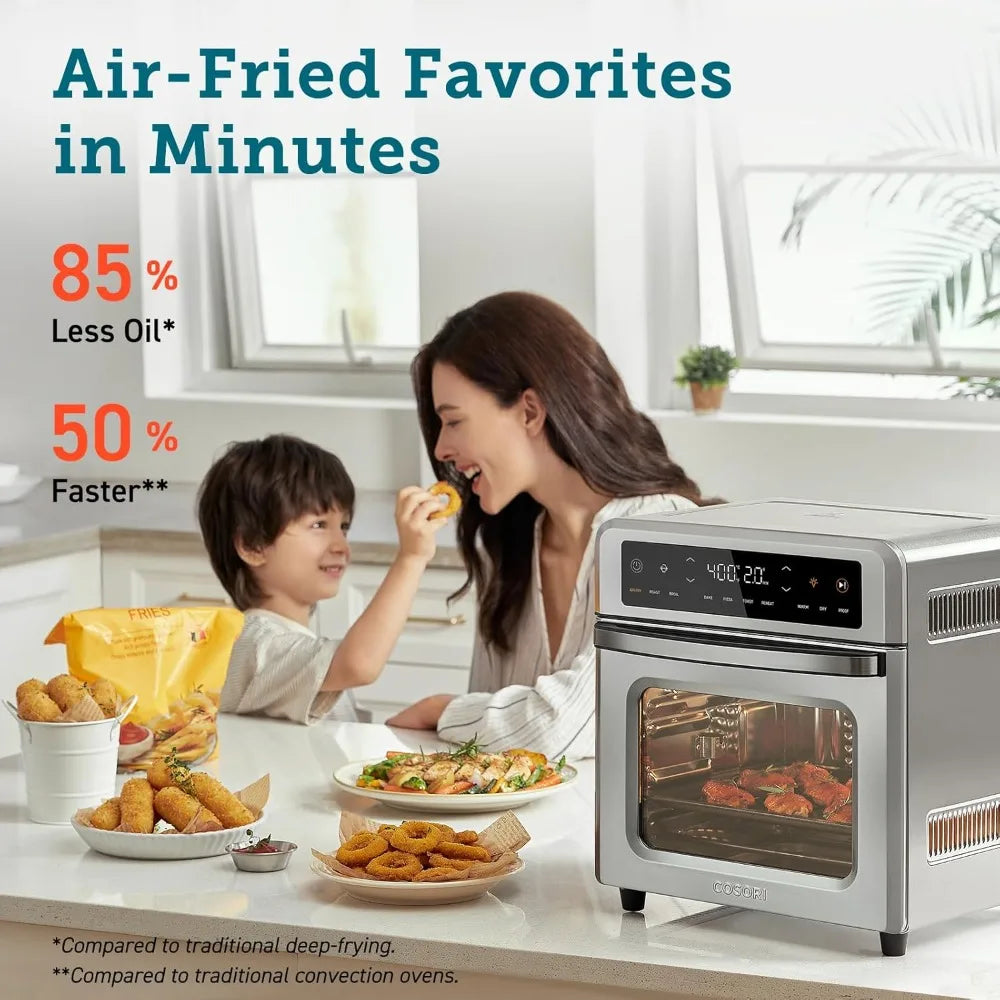 11-in-1 Air Fryer Oven, 13Qt Air Fryer with Rotisserie, Bake, Roast, Reheat Functions