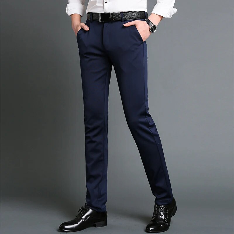 New Summer Men's Casual Pants Solid Thin Business Stretch Slim Fit Elastic Waist Street-wear  Jogger