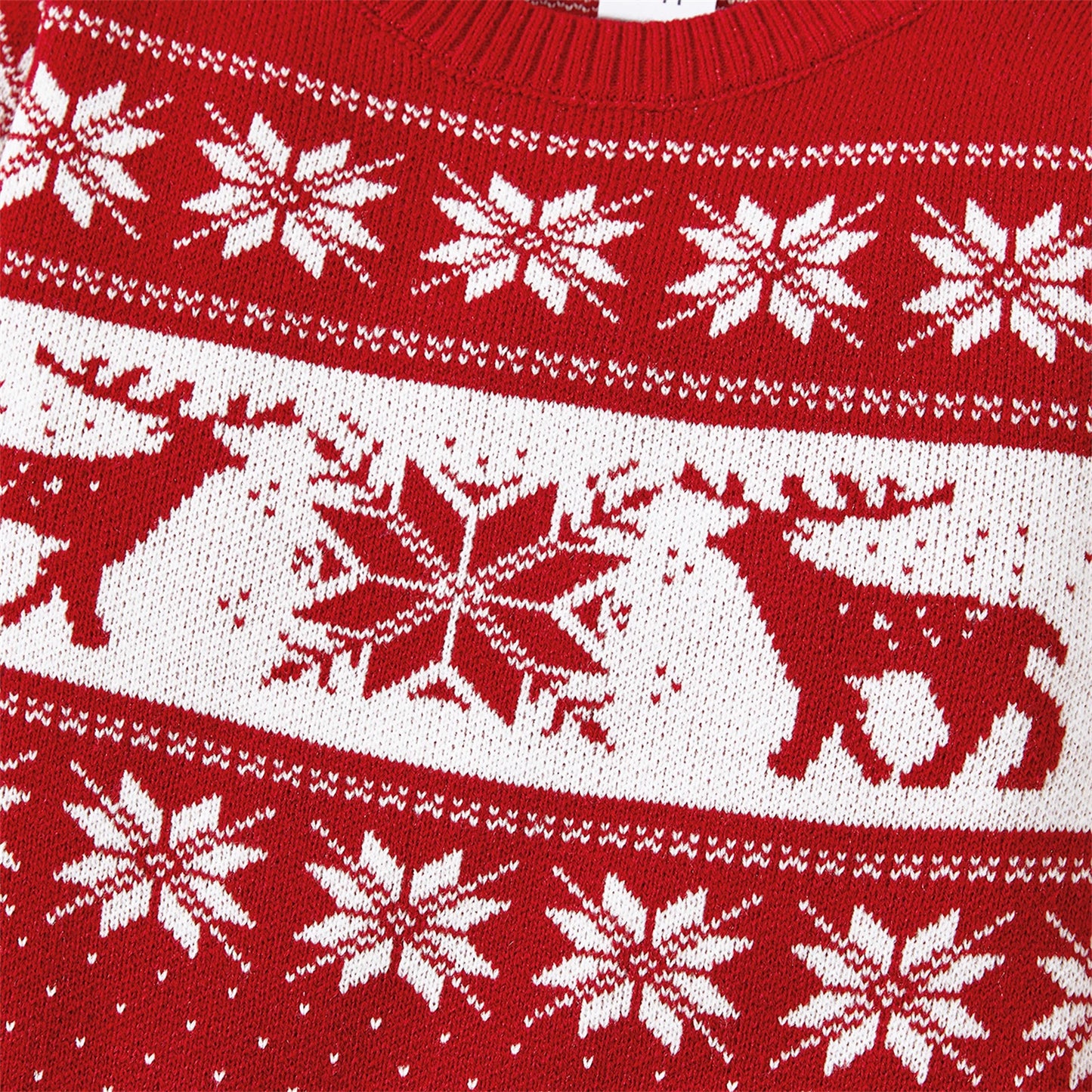 Christmas Sweater Family Matching Deer and Snowflake Graphic Long-sleeve Knitted Sweater