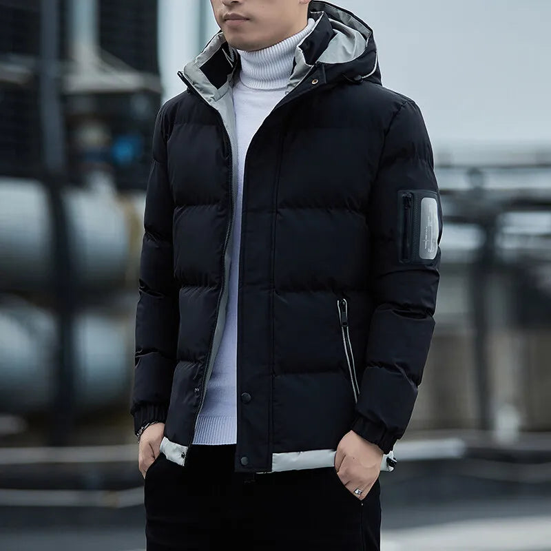 Men's Winter Waterproof Thick Parka Jacket with Detachable Hood