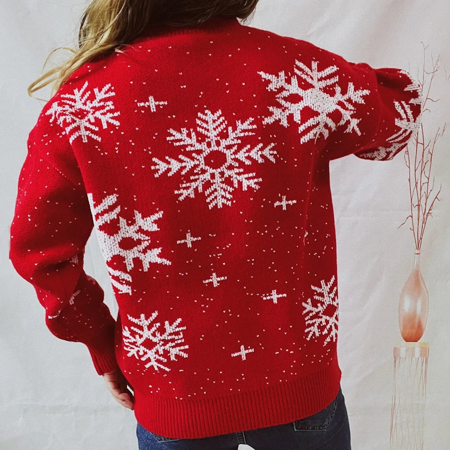 Christmas Women's Snowflake Print Warm, Loose & Thicken Jumper