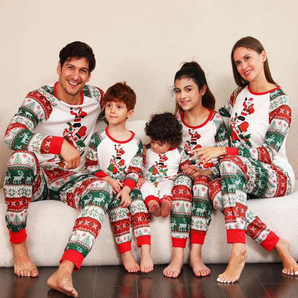 2023 Christmas Gift Deer Family Pajamas Flannel Hooded Jumpsuit Mother, Father, Kids, Baby Matching Outfit