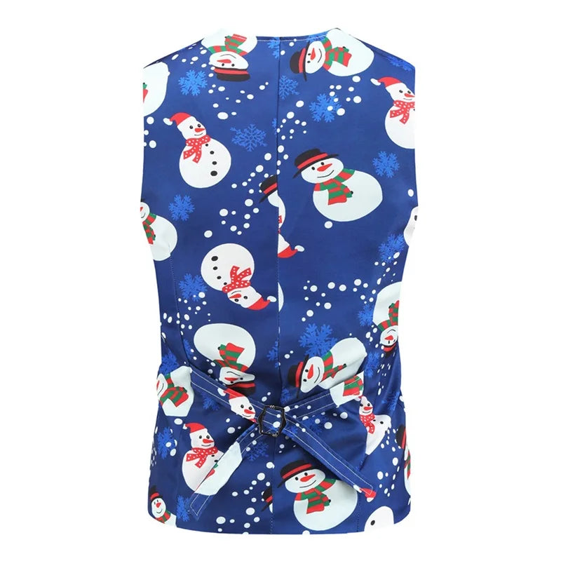 Men's Christmas Snowflake Print Tuxedo Suit