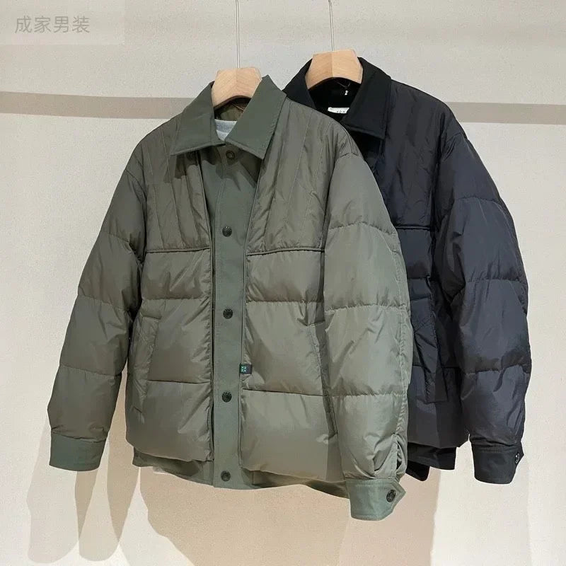 High-Quality Winter Cotton-padded 2023 New Men Trend Handsome Japanese  Lapel Short Warm Coat