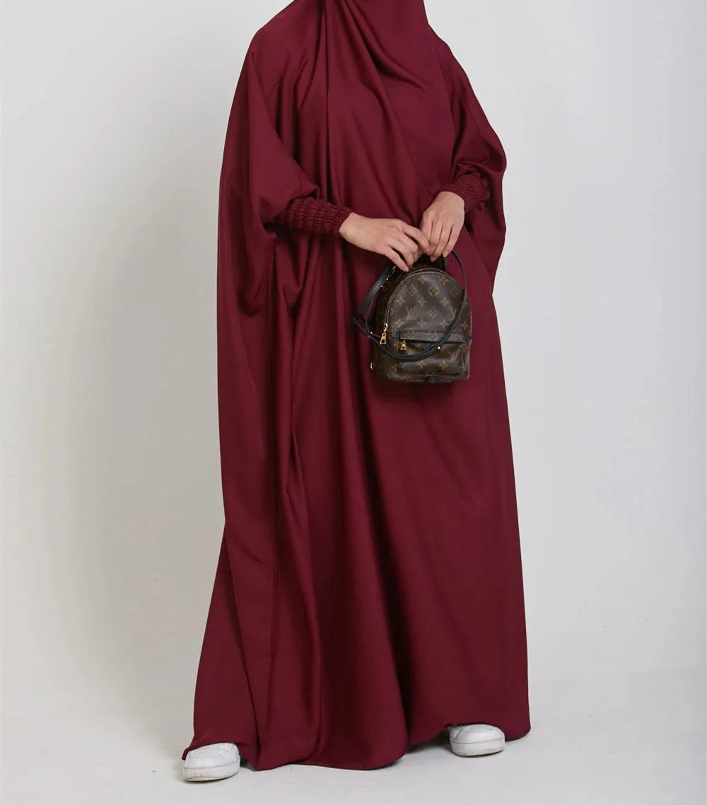 Hooded Abaya Muslim Women Prayer Garment Hijab Dress Overhead Jilbab Eid Ramadan Gown