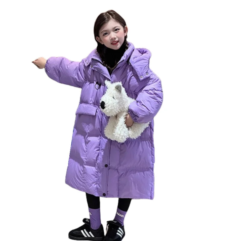 Girls’ Down Winter Coat – Thickened, Warm, and Cute Windbreaker Jacket