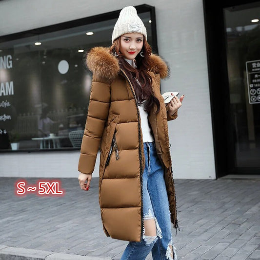 Winter Jacket Women's Fur Collar Long Parka Warm Puffer Jacket Oversized coat for women