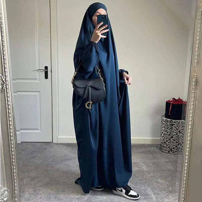 Jilbab One Piece Abaya Muslim Women Prayer Garment Hijab Dress for Eid Ramadan