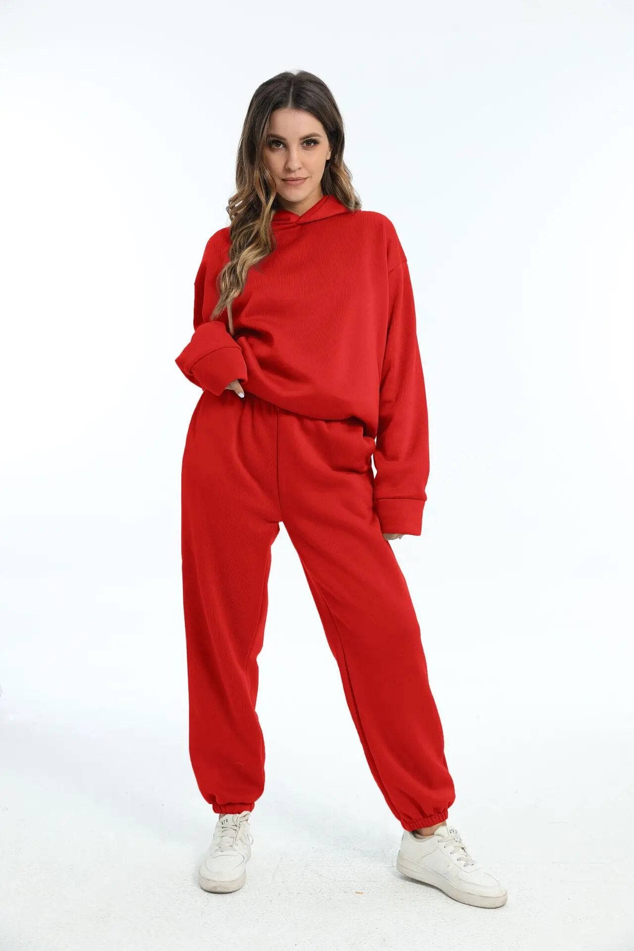 Spring Two Piece Sets Women Tracksuit Oversized  Pantsuits Sweatshirt Solid Sport Hoodie Sportswear