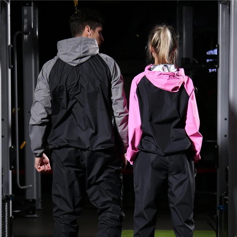 Summer Korean Sauna Suit Men Women's Gym Running Set Hoodies Sportswear